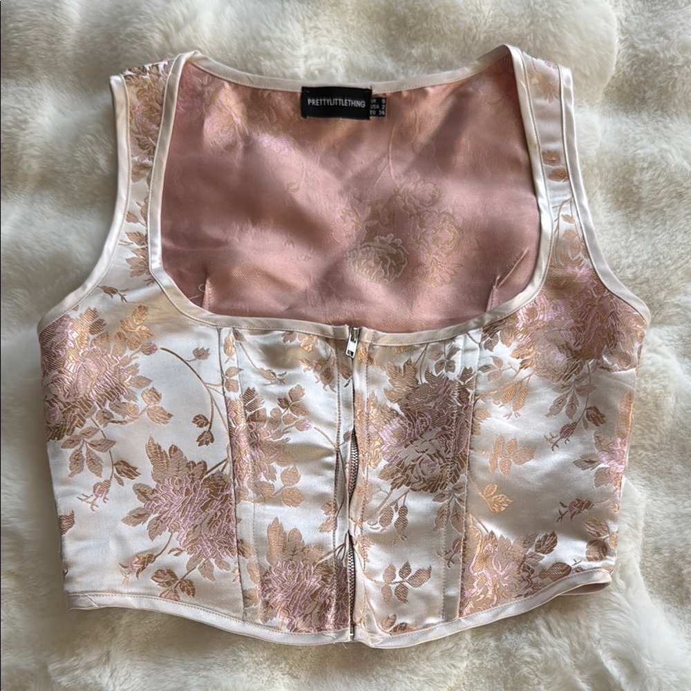 PrettyLittleThing Women's Floral Corset Top - Pink